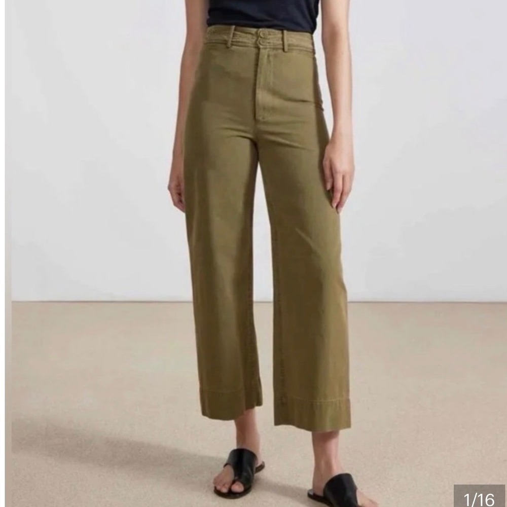 Apiece Apart Olive Merida Pants High Rise Wide Leg Cropped | Size 0